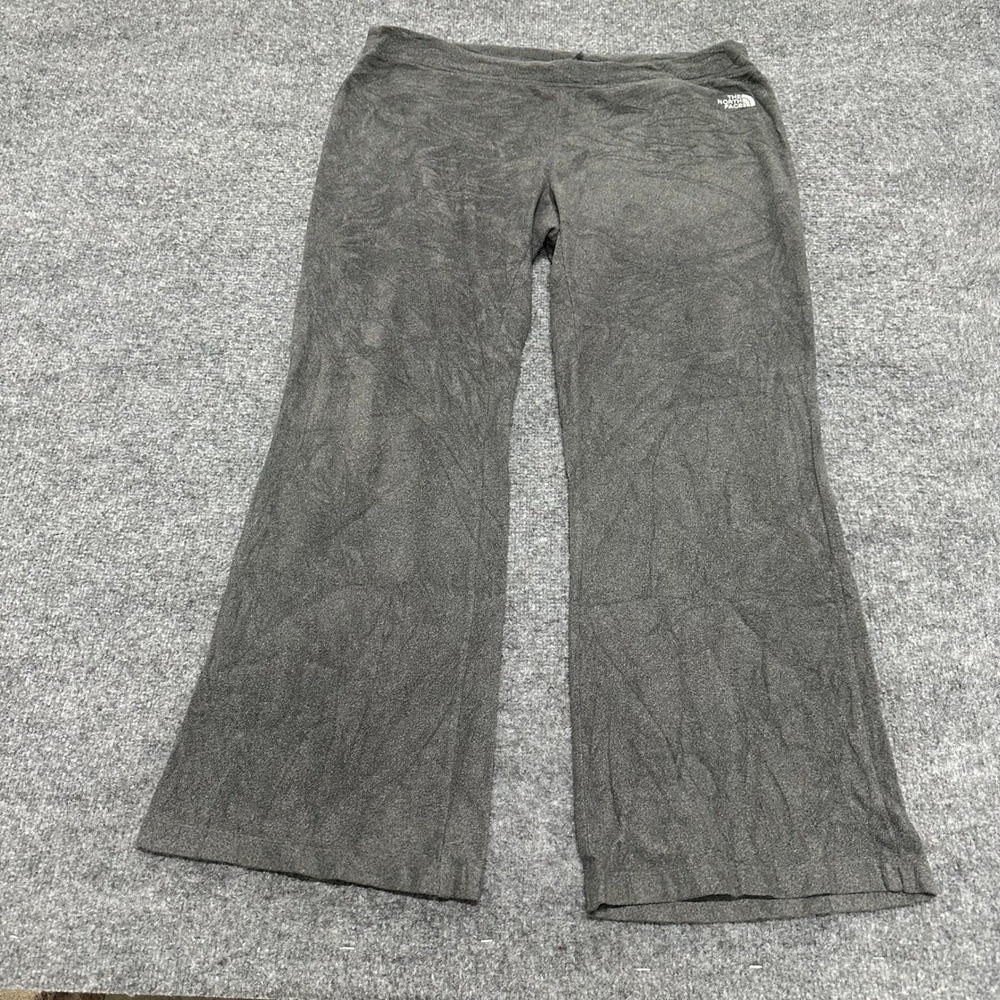 The North Face Pants Womens Size L Gray Fleece Relaxed Fit Logo Wide Leg Lounge